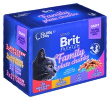 Märgtoit kassipoegadele Brit Cat Pouches Family Plate, 12 x 100g