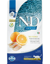 Kuivtoit kassipoegadele Farmina N&D Cat Ocean Herring & Orange Neutered, 300g