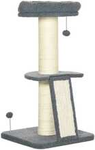 Kasside kraapimispuu PawHut, 92 cm, tumehall + kreemjas valge