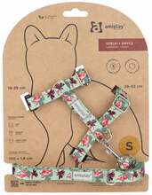 Kassi traksid koos rihmaga Amiplay BeHappy, 150 cm x 15 mm, roheline/roosa