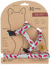 Kassi traksid koos rihmaga Amiplay BeHappy, 150 cm x 15 mm, roosa/helesinine