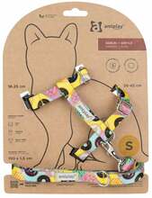 Kassi traksid koos rihmaga Amiplay BeHappy, 150 cm x 15 mm, kollane/mitmevärviline