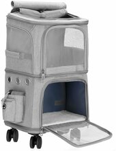 Lemmiklooma transpordikott Springos PA0326, 55 x 34 x 26 cm, hall, rataste ja teleskoopkäepidemega