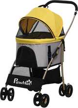 Lemmikloomakäru PawHut 2-in-1, 82 x 49.5 x 98 cm, kollane