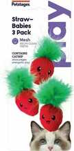 Mänguasi kassidele Petstages PS70394 Strawberry, 3 cm, punane/roheline, 3 tk