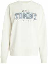 Džemper Tommy Jeans Tjw Rlx Varsity Luxe Crew DW0DW17339, valge, regular fit