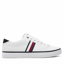 Tennised meestele Tommy Hilfiger Th Hi Vulc Low Stripes Mesh FM0FM04946, valged
