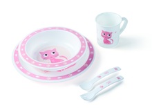 Nõude ja söögiriistade komplekt Canpol Babies Cute Animals 4/401, 5-osaline, roosa