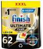 Nõudepesumasina kapslid Finish Quantum Ultimate Lemon, 62 tk