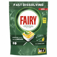 Nõudepesumasina kapslid Fairy All in One Lemon, 56 tk