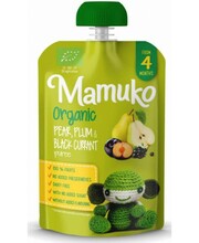 Ökoloogiline pirni-, ploomi- ja mustsõstrapüree Mamuko, alates 4. elukuust, 100 g