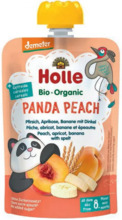 Virsiku, aprikoosi, banaani ja speltapüree Holle Panda Peach, alates 8. kuust, 100 g