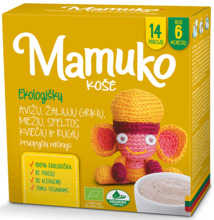 Mahe kaera-, rohelise tatra-, odra-, spelta- ja rukkipuder Mamuko, alates 6. elukuust, 240 g