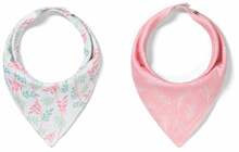 Pudipõll BabyOno Be Active Bandana Bib 879/10, puuvill, 0+ kuud, 2 tk, valge/roosa