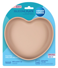 Silikoonist taldrik Canpol Babies Heart 80/309, 300 ml, 6+ kuud, beež