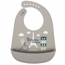 Silikoonist pudipõll taskuga Canpol Babies Bonjour Paris, tumebeež, 74/027