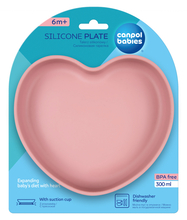 Silikoonist taldrik Canpol Babies Heart 80/309, iminapaga, 6+ kuud, roosa