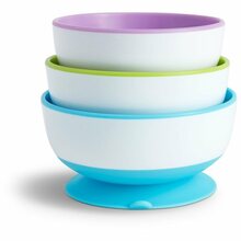 Libisemiskindlate kausside komplekt Munchkin Stay Put Suction Bowls, 3 tk, plastik, 6+ kuud, sinine/roheline/lilla