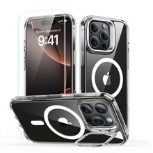 Korpuse ja karastatud klaasi komplekt ESR Classic Hybrid Kickstand Halolock MagSafe, Apple iPhone 16 Pro, läbipaistev