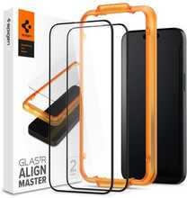 Karastatud kaitseklaas Spigen ALM Glass FC, must, iPhone 15, 2 tk
