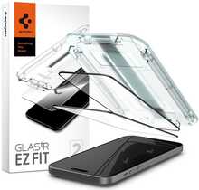 Karastatud kaitseklaas Spigen Glas.tR EZ Fit, must, iPhone 15 Plus, 2 tk