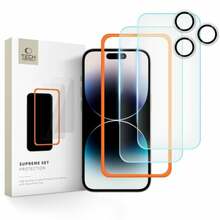 Karastatud klaas Tech-Protect Supreme Set, läbipaistev, iPhone 16 Pro, 3 tk
