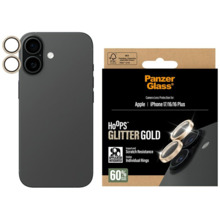 Kaamera kaitseklaas PanzerGlass Hoops Glitter, iPhone 16/16 Plus/17, kuldne