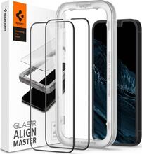 Kaitseklaas Spigen ALM Glass FC, iPhone 13/13 Pro/14, 2 tk, must