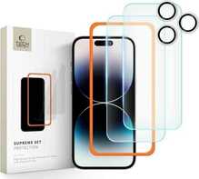 Kaitseklaas Tech-Protect Supreme Set, iPhone 16 Pro Max, läbipaistev, 3 tk