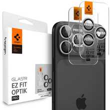 Kaamera kaitseklaas Spigen Glass tR EZ Fit Optik Pro, hõbe, iPhone 14/15/16/17 Pro/Pro Max, 2 tk