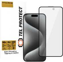 Ekraanikaitseklaas Tel Protect 10X Privacy Titanium, Apple iPhone 15 Pro Max, ümbrikus