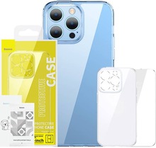 Korpus ja karastatud klaasi komplekt Baseus SuperCeramic, iPhone 14 Plus, läbipaistev