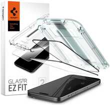 Kaitseklaas Spigen Glas.tR EZ Fit FC, must, iPhone 15 Pro, 2tk