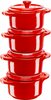 Pottide komplekt Staub Mini Cocotte 40508-158-0, 4 tk, punane