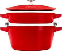 Malmist pottide komplekt Staub La Cocotte, 24 cm, punane
