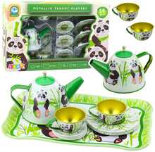 Laste teekomplekt Lean Toys, 14-osaline, roheline panda motiiviga