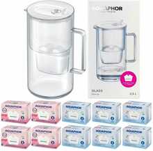 Filtrikann Aquaphor Glass, 2,5 L, läbipaistev/valge, 10 Maxfor filtriga (4Mg+6)