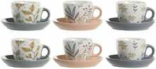 Tasside ja alustasside komplekt DKD Home Decor, portselan, 90 ml, 3 tk