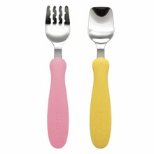 Laste söögiriistade komplekt Edison Mama KJ2831, alates 18 kuud, kollane/roosa