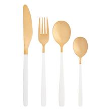 Söögiriistade komplekt AltomDesign Noble Gold, 24 tk, kuld/valge