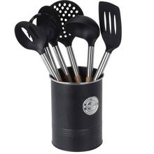 Köögiriistade komplekt Excellent Houseware, 7 tk, must/puit/hõbe