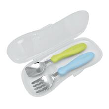 Laste söögiriistade komplekt Edison Mama KJ2834, alates 18 kuud, sinine/roheline