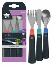 Metallist söögiriistade komplekt Tommee Tippee Big Kids, 3 tk, must/mitmevärviline