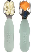 Laste söögiriistade komplekt Beaba, 2 tk, roostevaba teras, sage green, 10+ kuud
