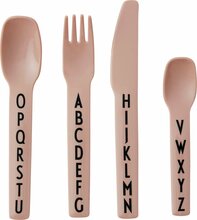 Laste söögiriistade komplekt Design Letters, roosa, 4 tk