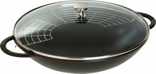 Wokpann Staub, 37 cm, must, malm, kaanega