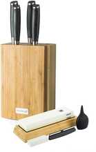 Noakomplekt G21 Gourmet Damascus 6002223, 4 tk, bambusest plokk, lihvkivi