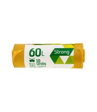 Prügikotid Sortex, 60 L, 30 mikr., LDPE, kollased, 10 tk