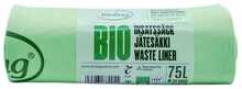 Prügikotid Biobag, 75 L, 23 mkr, 65x90 cm, rohelised, 20 tk
