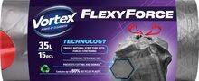Prügikotid Vortex Flexy Steel, 35 L, hallid, kinnitatavad, 15 tk